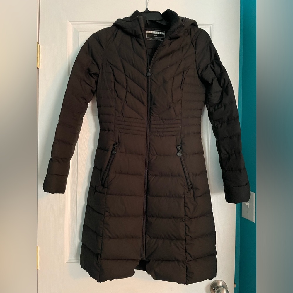 Black Bernardo Packable Down Long Coat